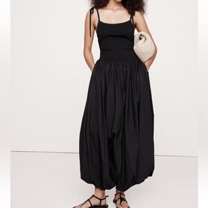 Banana Republic Bubble Hem Black Maxi Dress NWT
